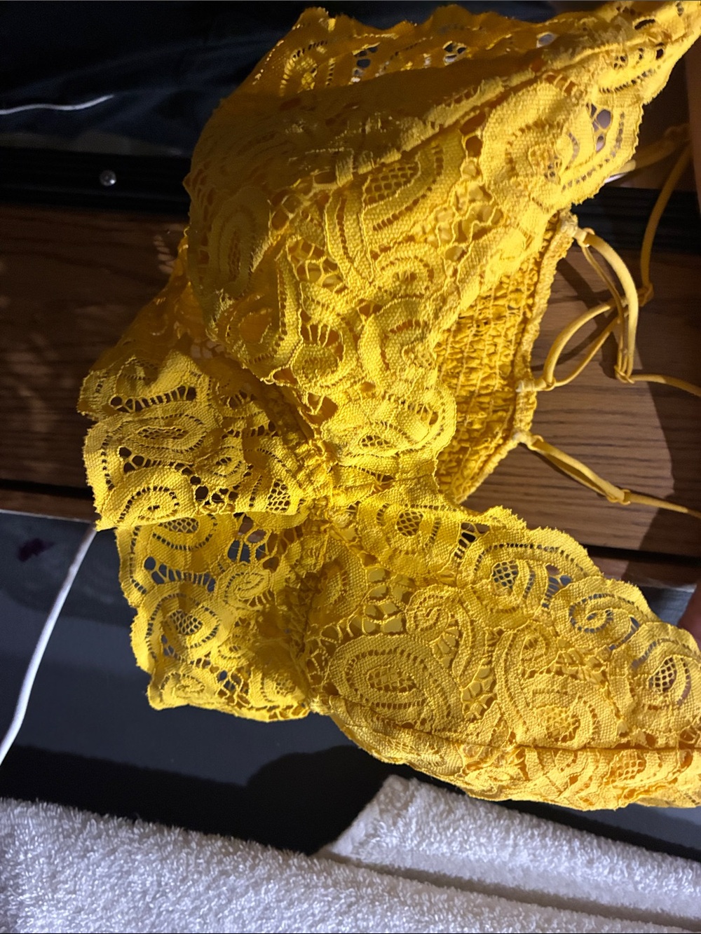 PINK Yellow Lace Bralette
